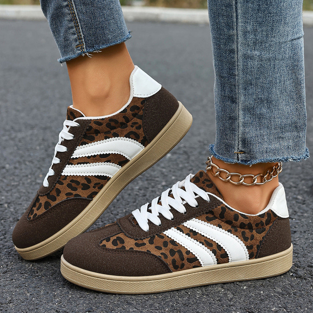 Damen Sneakers im Leopardenmuster mit bequemer Sohle Drune