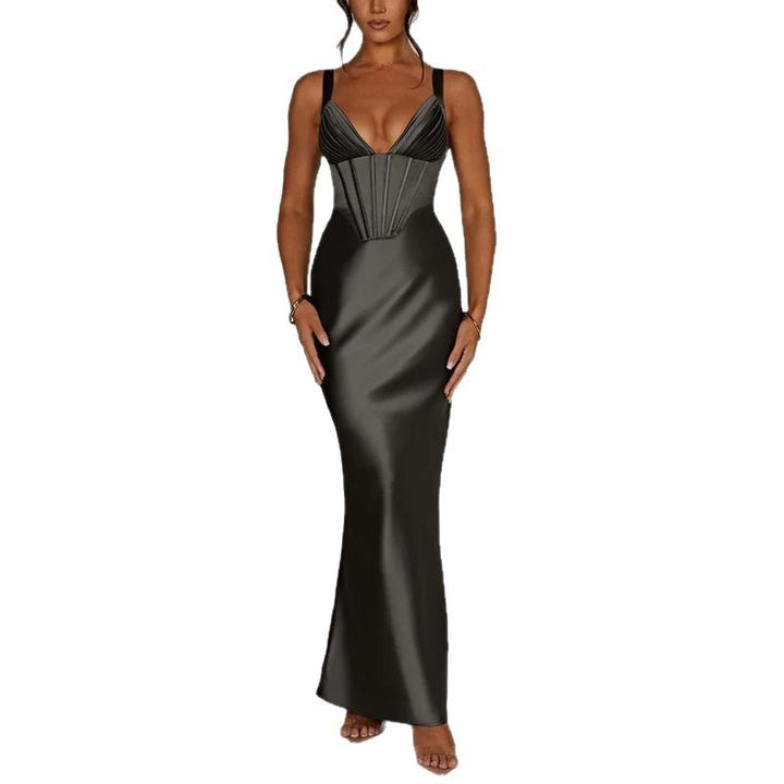 Damen Elegantes Abendkleid mit tailliertem Oberteil und schmalen Trägern Drune