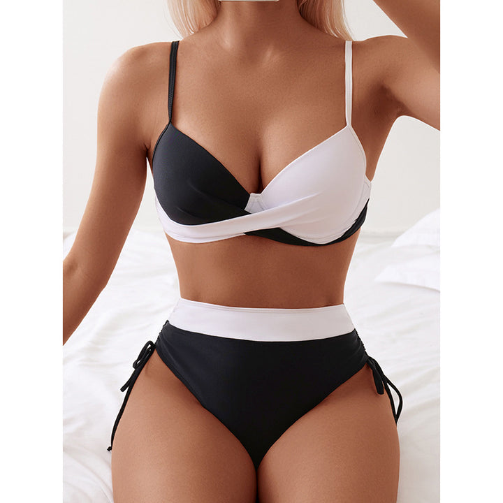 Damen Hochtaillierter Bikini mit modischem Wickel-Design Drune
