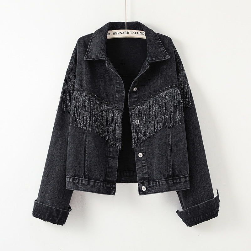 Damen Jeansjacke mit fransigem Design Drune
