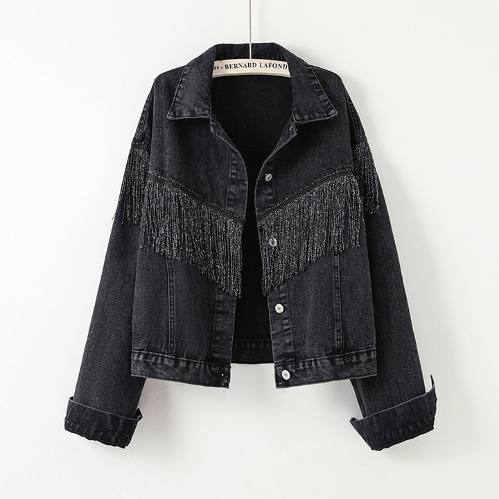 Damen Jeansjacke mit fransigem Design Drune