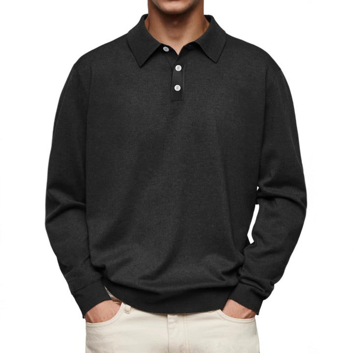 Drune | Poloshirt Relaxed Fit Lange Ärmel Weiches Strickmaterial Atmungsaktiver Stoff