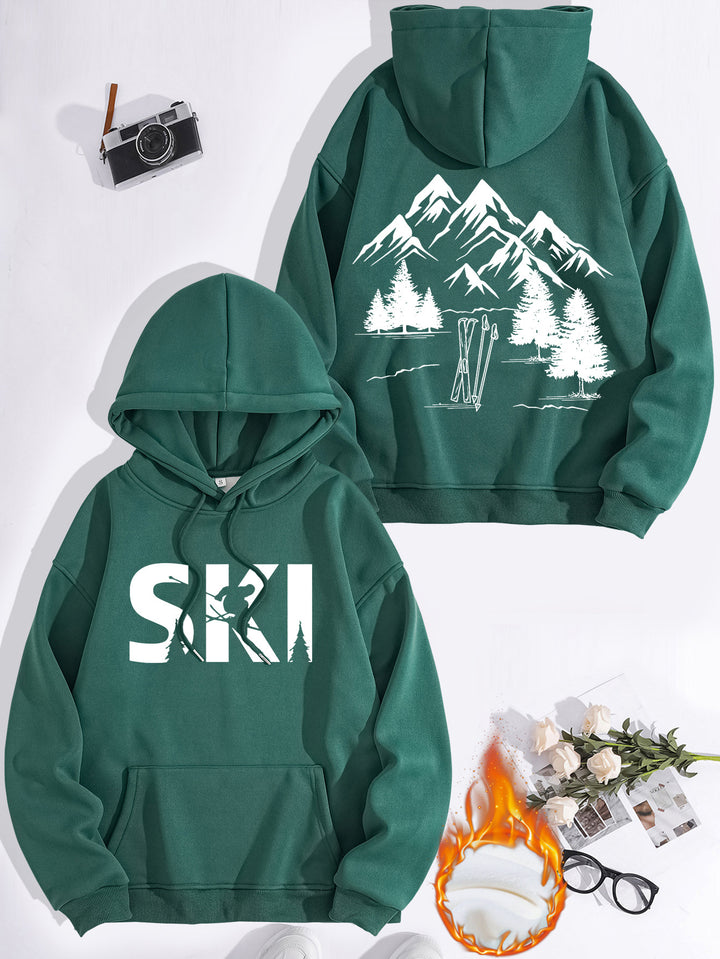 Damen Kapuzenpullover mit kunstvollem Ski-Design und gemütlicher Passform Drune