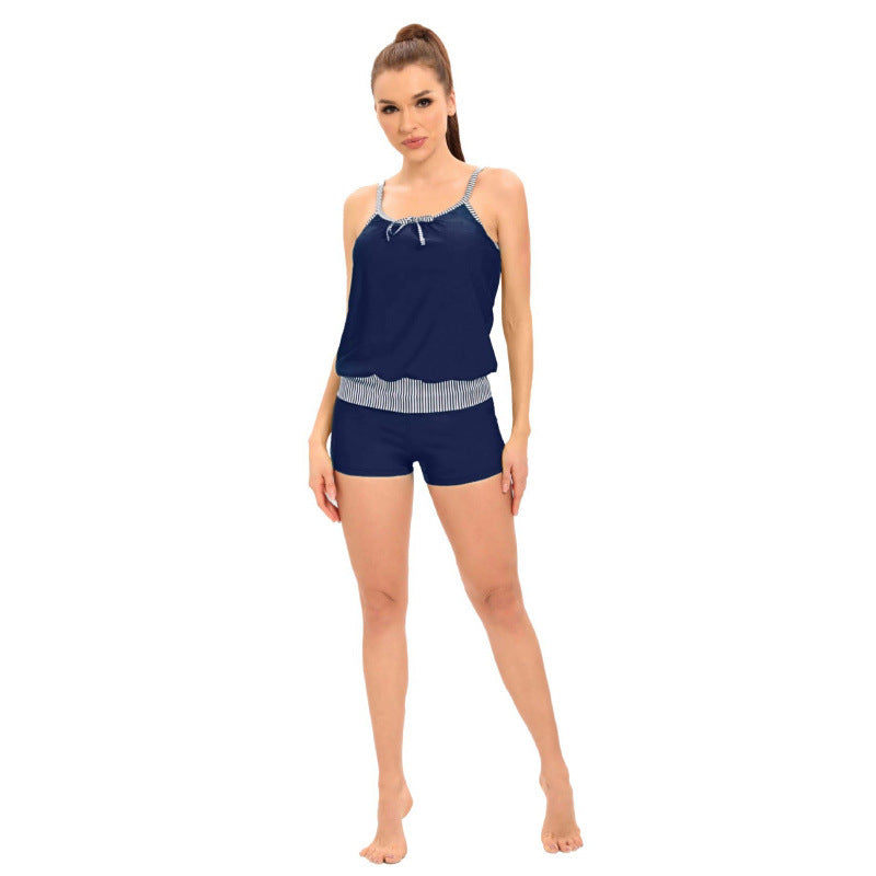 Damen Freizeit-Bikini-Set mit elastischer Taillierung und modischen Trägerdetails Drune