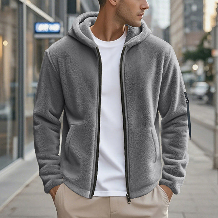 Herren Fleecejacke mit Kapuze und praktischen Reißverschlusstaschen Drune