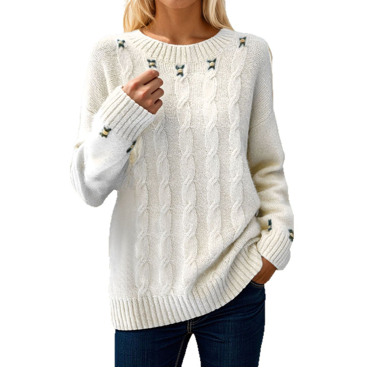 Damen Strickpullover mit lässigem Schnitt und exquisite Details Drune