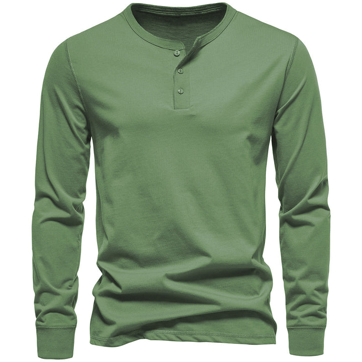 Herren Langarm Button-Up Henley Shirt Drune