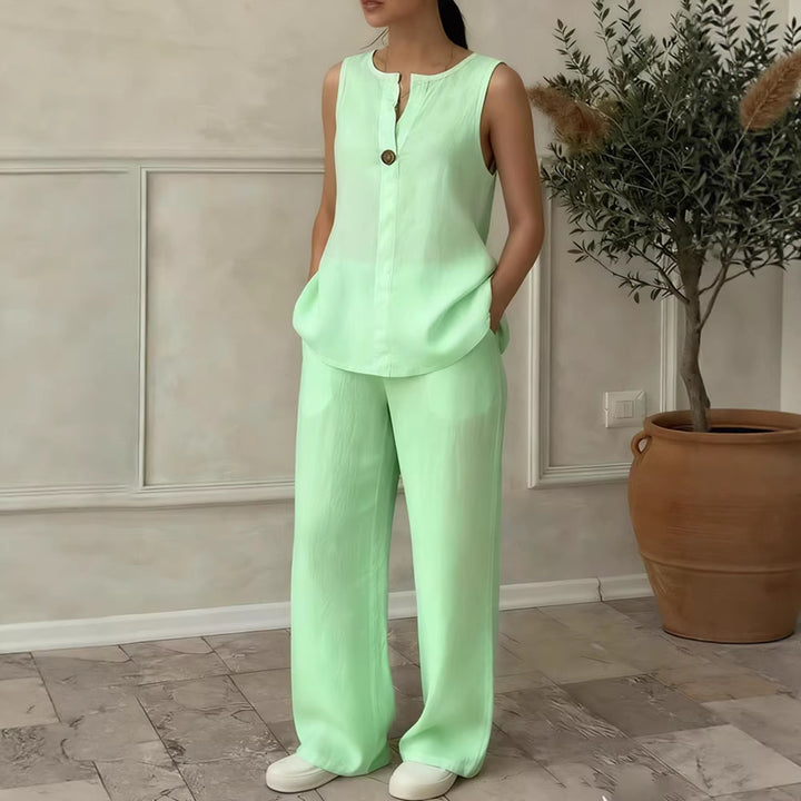 Damen Elegantes und luftiges Ensemble mit Knopfdetail Drune