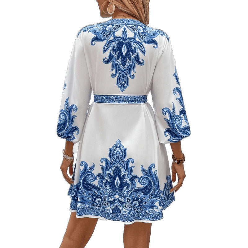 Damen Besticktes A-Linien Mini Kleid Drune
