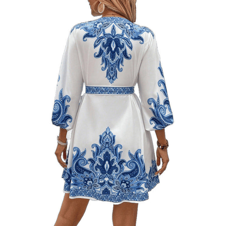 Damen Besticktes A-Linien Mini Kleid Drune