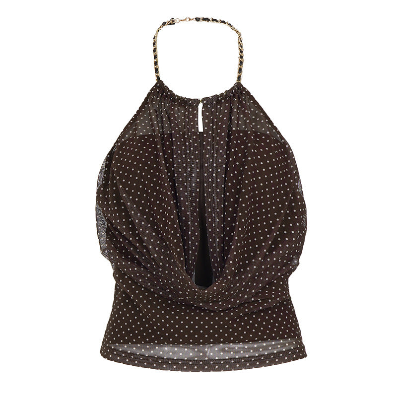 Damen Romantic Haltertop mit Raffungen Drune