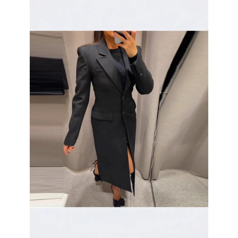 Damen Eleganter Longblazer mit schmaler Silhouette und klassischen Details Drune