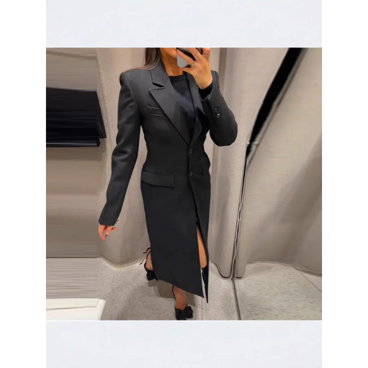 Damen Eleganter Longblazer mit schmaler Silhouette und klassischen Details Drune