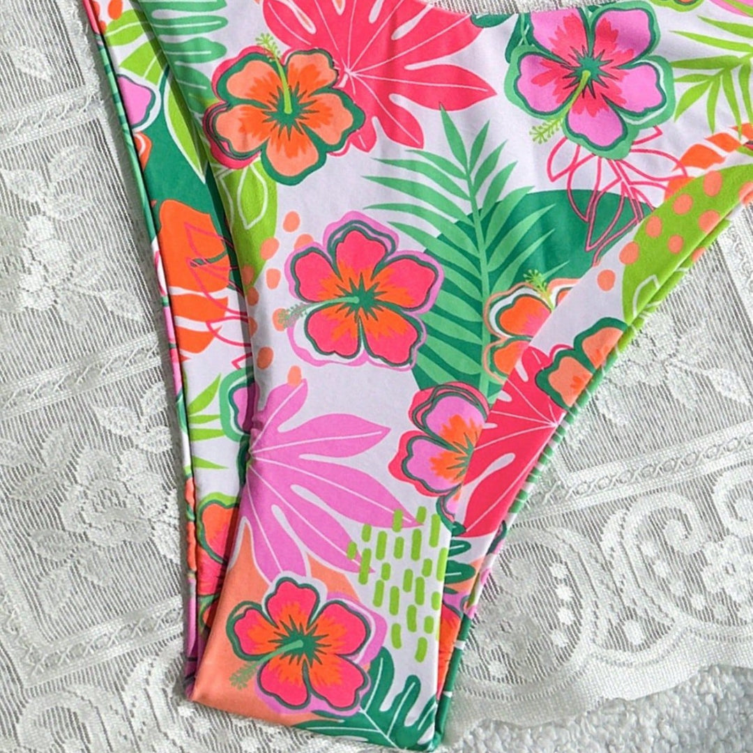 Damen Triangel-Bikini mit farbenfrohem Blumendesign Drune