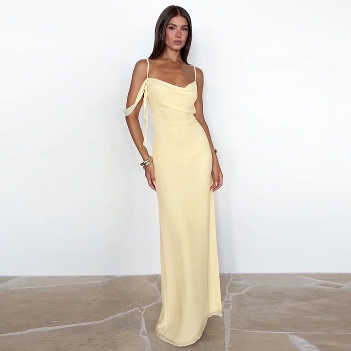 Damen Maxikleid mit verführerischem Schnitt und raffinierten Rüschendetails Drune