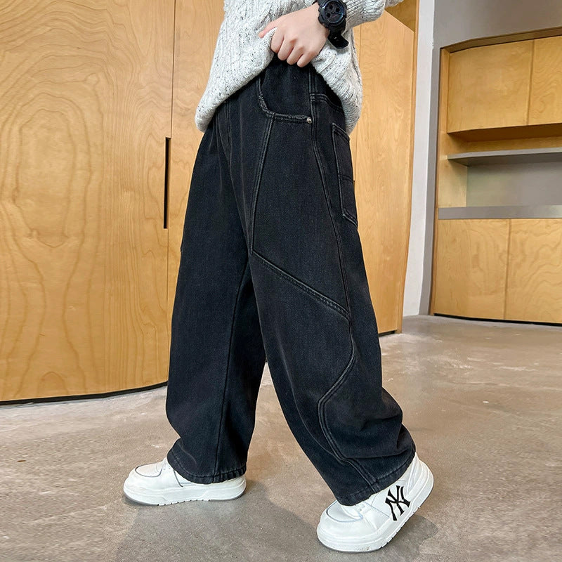 Damen weite Utility-Jeans mit trendigen Taschen Drune