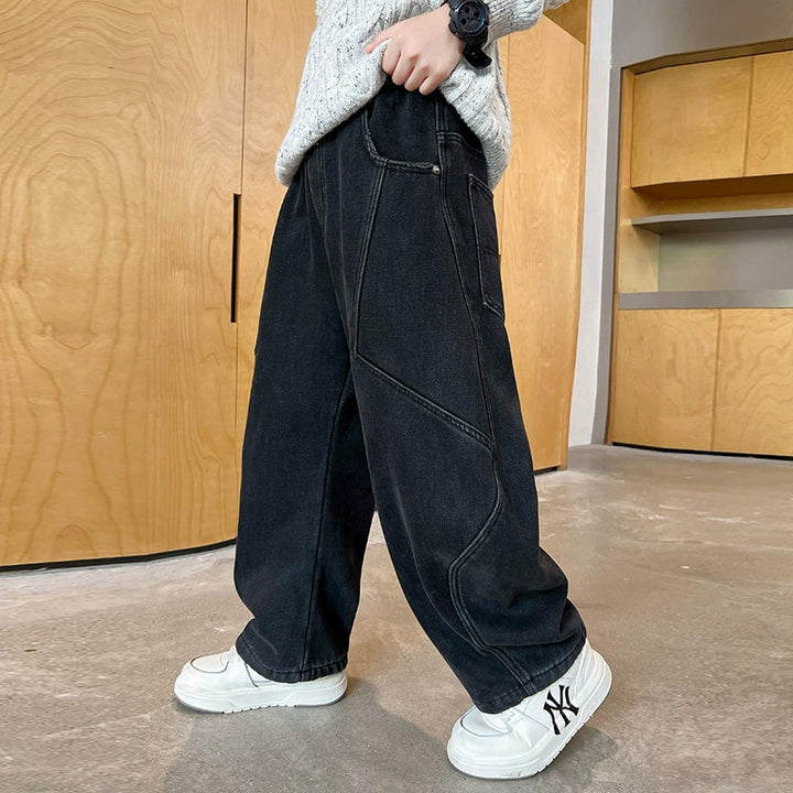 Damen weite Utility-Jeans mit trendigen Taschen Drune