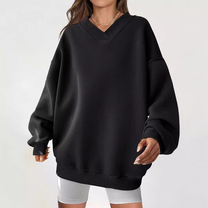 Damen Oversize Sweatshirt mit V-Ausschnitt Drune