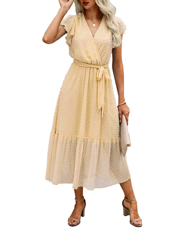Damen Wickelkleid mit voluminösen Ärmeln Drune