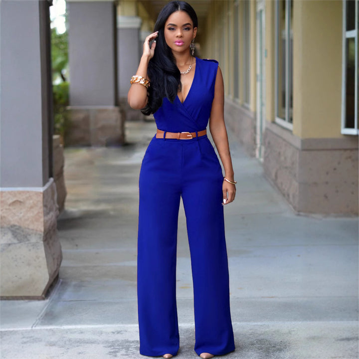 Damen Stilvoller Jumpsuit mit Taillengürtel und weitem Bein Drune