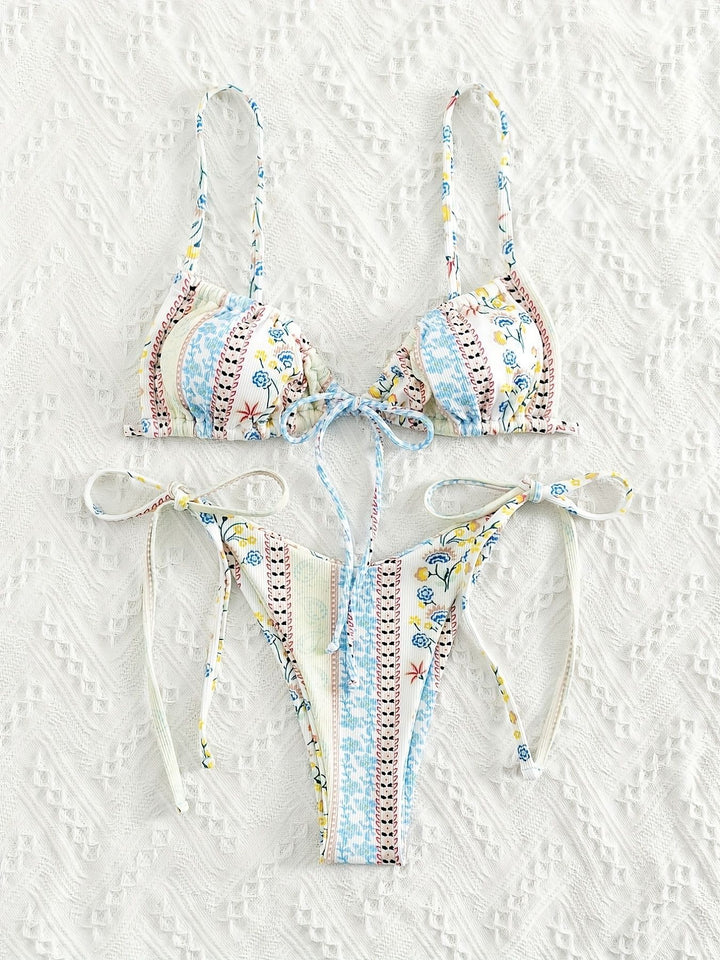 Damen Triangel-Bikini mit verspieltem Design und verstellbaren Trägern Drune