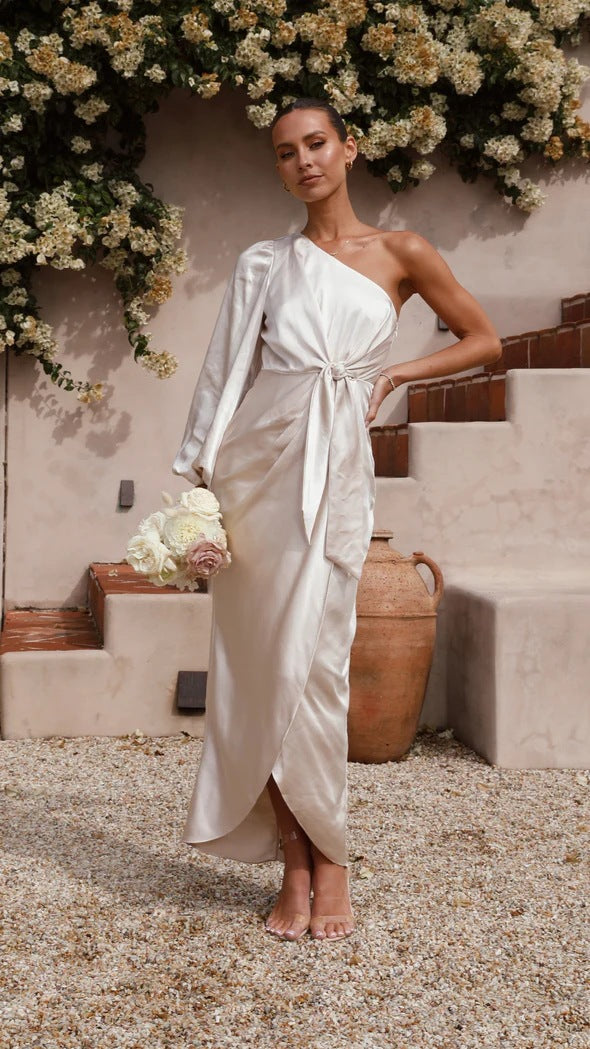 Damen Wickelkleid mit asymmetrischem Design und elegantem Taillengürtel Drune