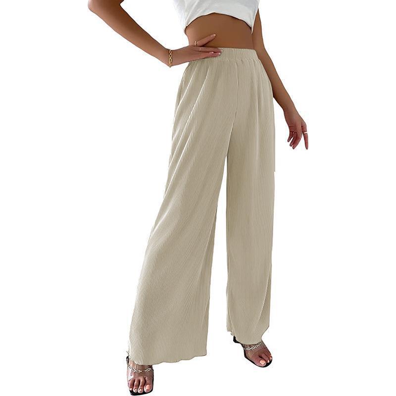 Damen Fließende Plissierte weit geschnittene Hose Drune