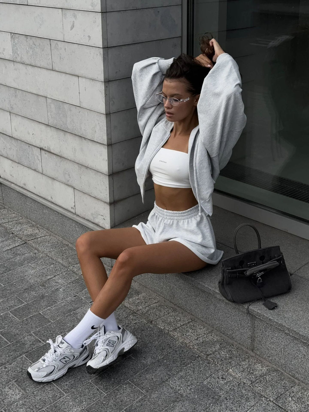 Damen lässiges Set aus cropped Oberteil und Shorts Drune
