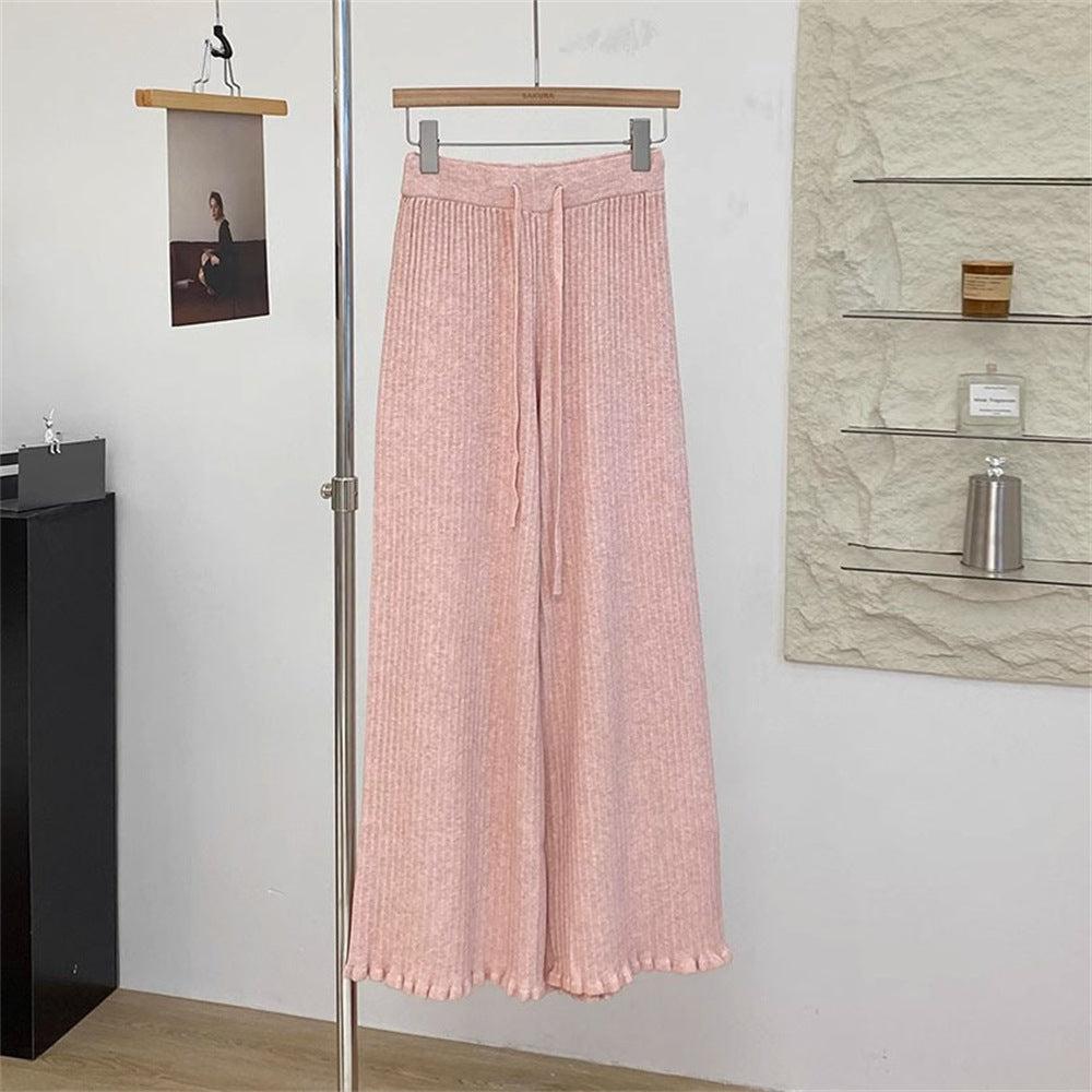 Damen Fließende Strickhose mit weichem Material und elegantem Saum Drune