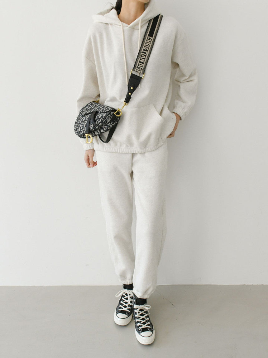 Damen lässiges Hoodie- und Jogginghose-Set aus weichem Baumwollmix mit praktischem Kängurutasche Drune