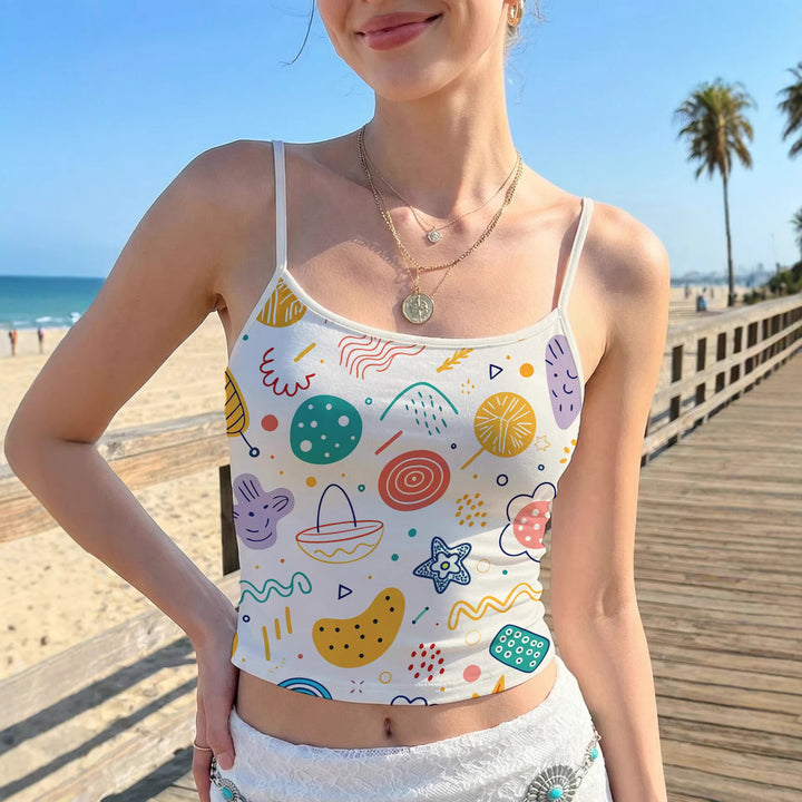 Damen Crop-Top mit kreativem Grafikdruck Drune