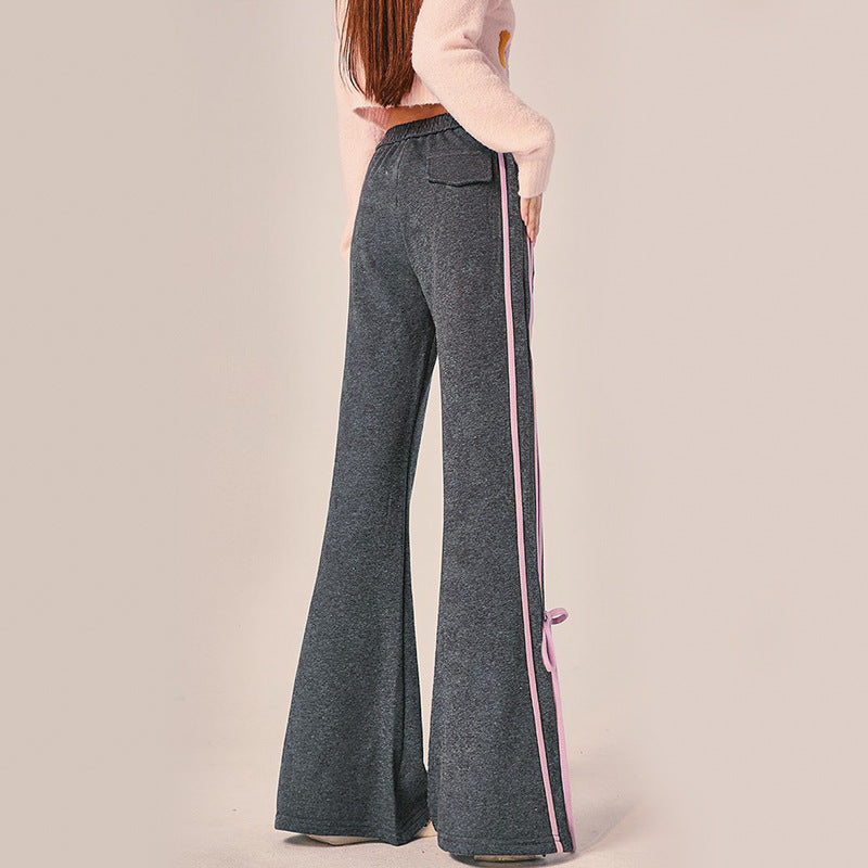 Damen Weit geschnittene Freizeitpants mit dekorativen Bindebändern Drune