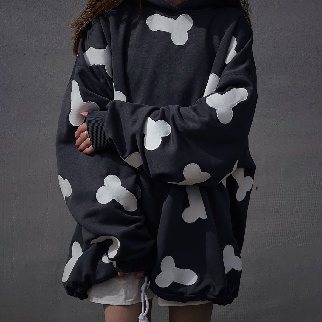 Damen Kapuzenpullover mit kreativem Herzmotiv und lässigem Oversized-Schnitt Drune
