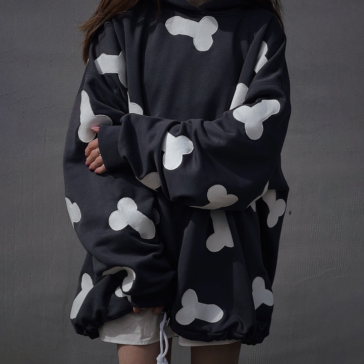 Damen Kapuzenpullover mit kreativem Herzmotiv und lässigem Oversized-Schnitt Drune
