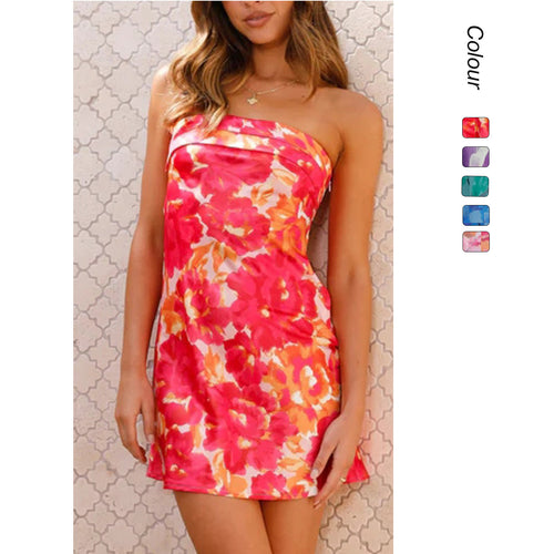 Damen Bandeau-Kleid mit floralen Akzenten und tailliertem Schnitt Drune
