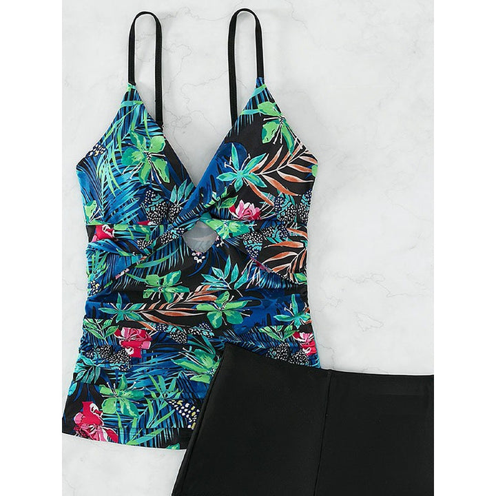 Damen Badeanzug-Set mit floralem Design und hohem Beinausschnitt Drune