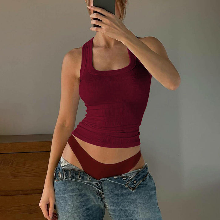 Damen Fitness Top mit figurbetontem Schnitt und Quadrat-Ausschnitt Drune