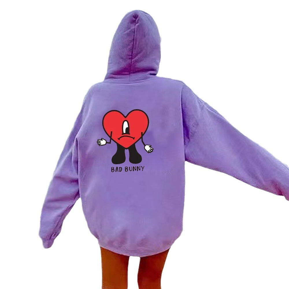 Damen Kapuzenpulli mit kreativem Herzmotiv Drune