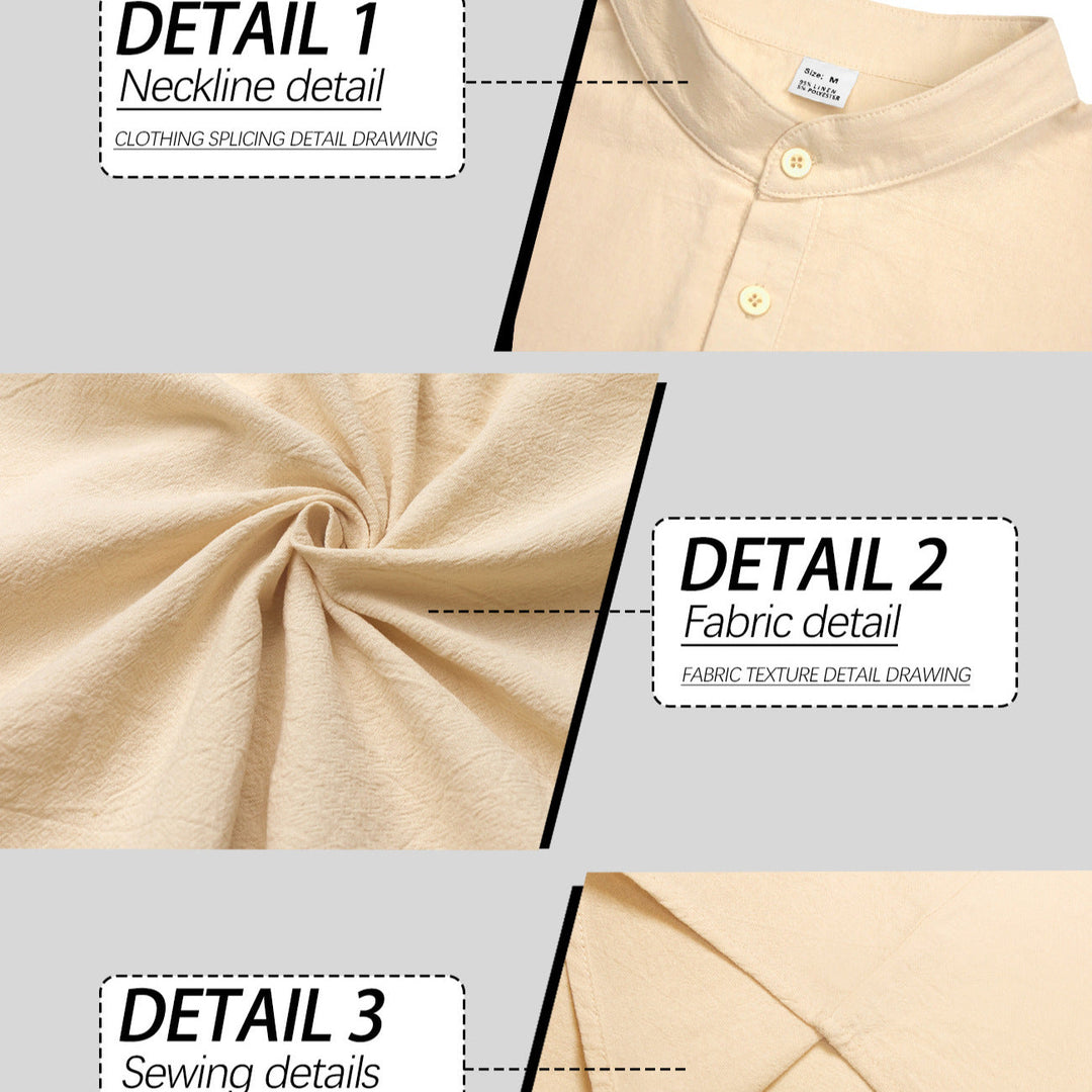 Herren nan Nehru-Kragen-Henley aus Baumwollstretch mit verdeckter Knopfleiste und schmaler Passform Drune