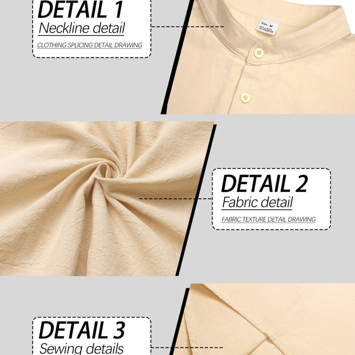 Herren nan Nehru-Kragen-Henley aus Baumwollstretch mit verdeckter Knopfleiste und schmaler Passform Drune