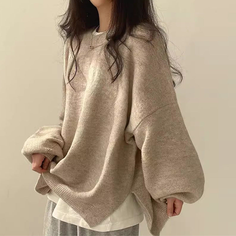 Damen oversized Strickpullover mit weiten Ärmeln und lässigem Schnitt Drune