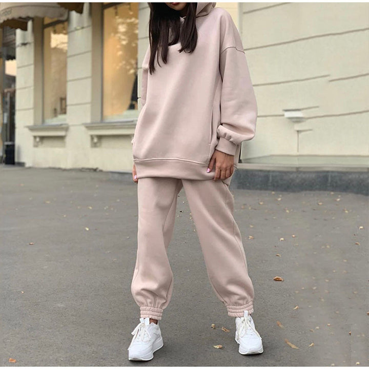 Damen lässiger Jogginganzug mit weichem Material und elastischem Bund Drune
