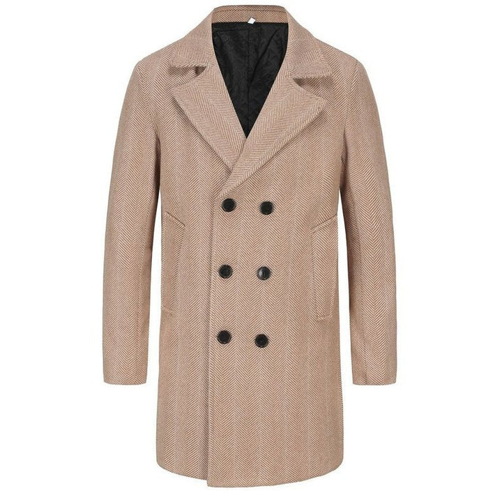 Herren eleganter Doppelreiher-Mantel mit strukturiertem Obermaterial Drune