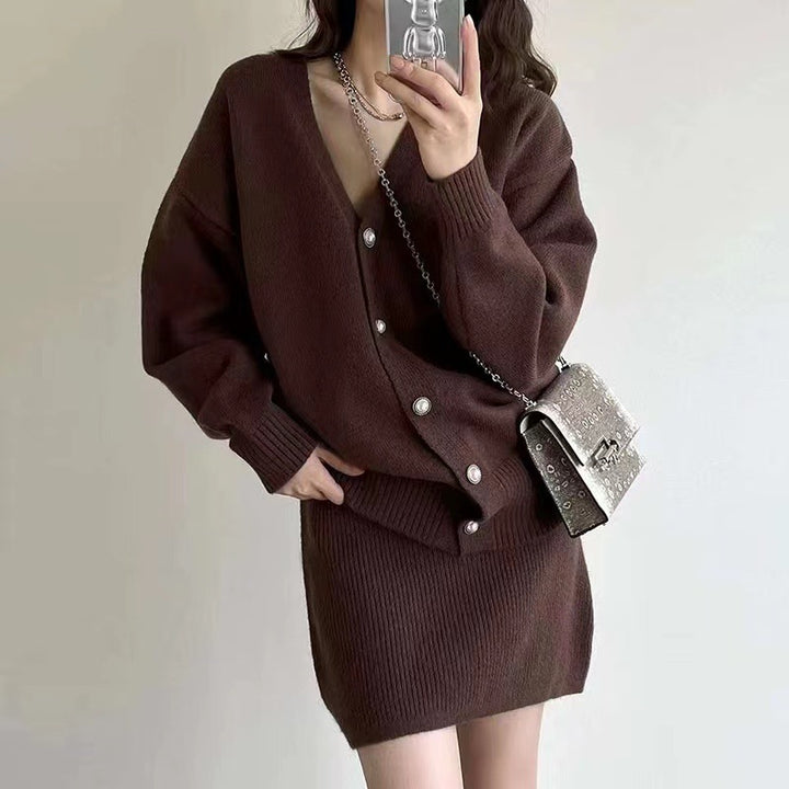 Damen Strickkleid im minimalistischen Design mit abnehmbarer Strickjacke Drune