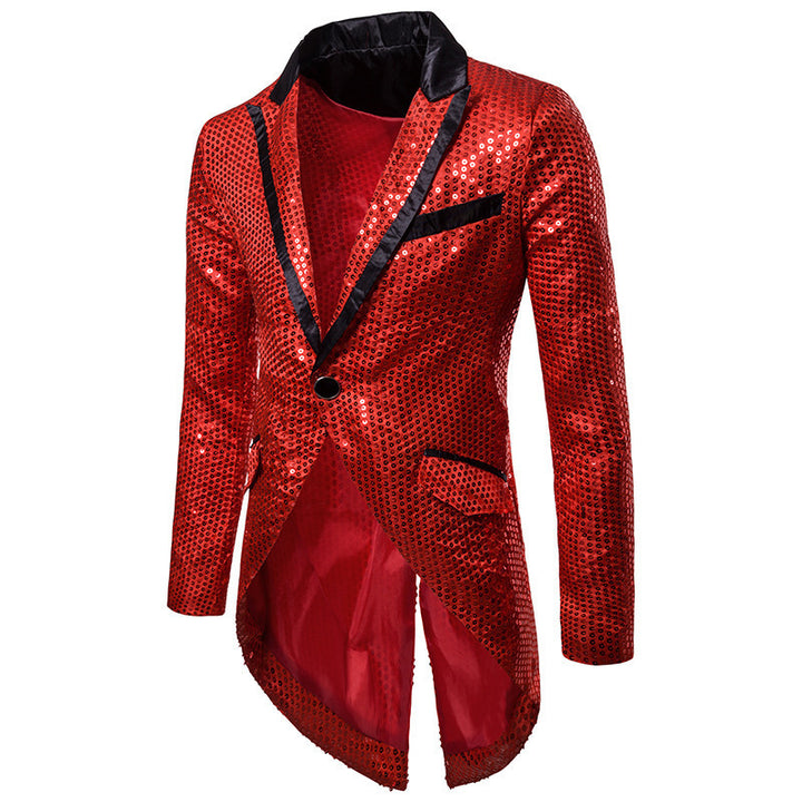 Herren eleganter Pailletten-Blazer mit asymmetrischem Schnitt und luxuriösem Design Drune