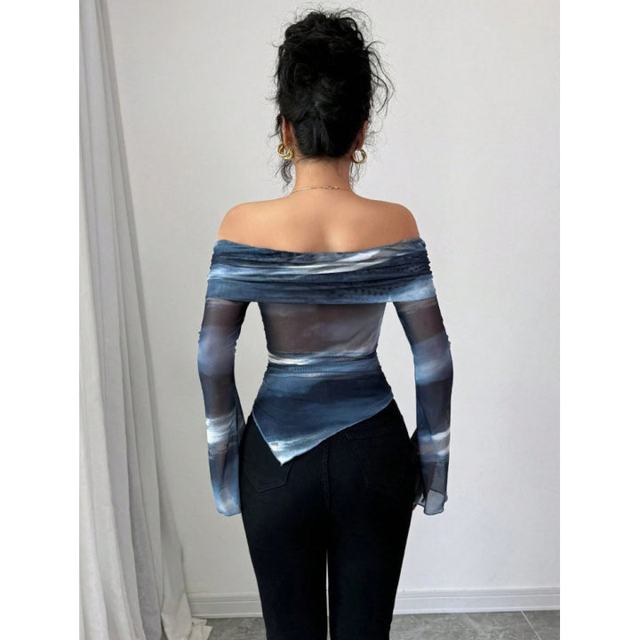 Damen Elegantes Off-Shoulder Oberteil mit fließendem Stoff und raffinierten Drapierungen Drune