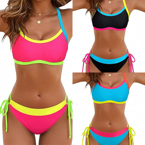 Damen Bikini-Set mit bunten Akzenten und verstellbaren Schnüren Drune