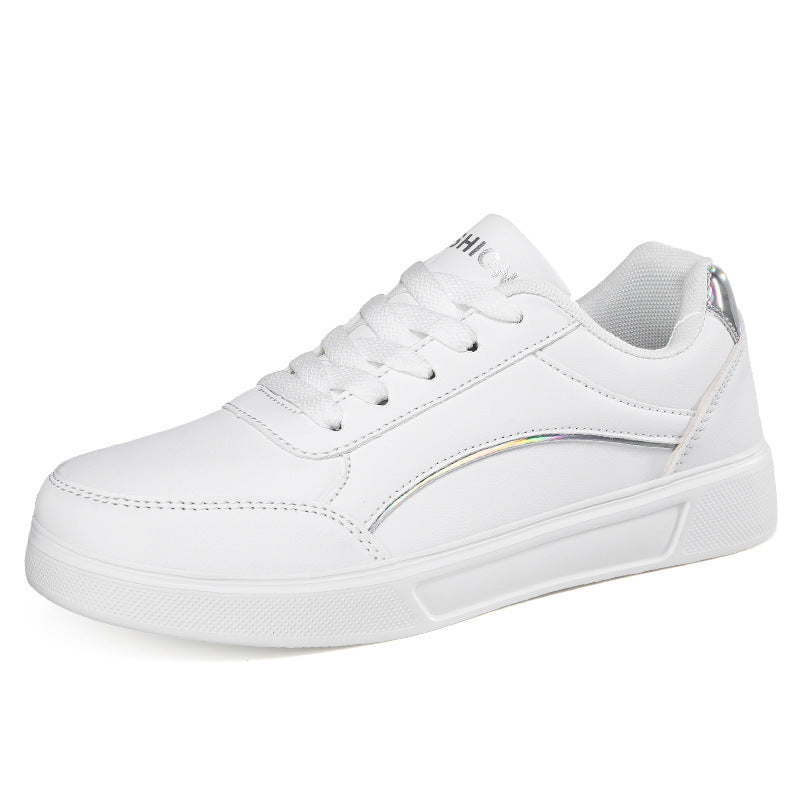 Damen nan niedrig geschnittener Kunstleder Sneaker mit holografischem Fersenbesatz Drune