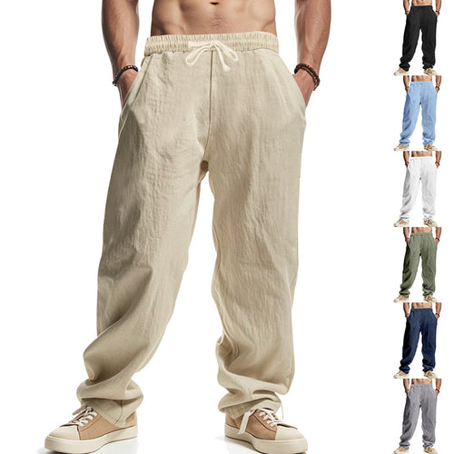 Herren lockere Sommer-Cargohose aus atmungsaktivem Material mit verstellbarem Kordelzug Drune