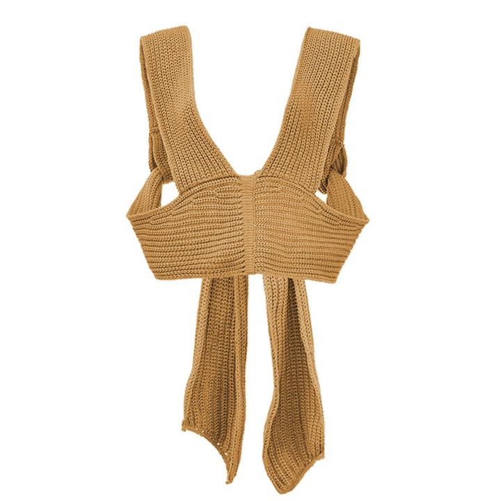 Damen gestricktes Crop-Top mit raffinierten Rückendetails Drune